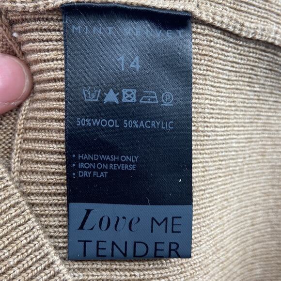 Mint velvet tan wool cowl neck oversized sweater - Picture 6 of 7